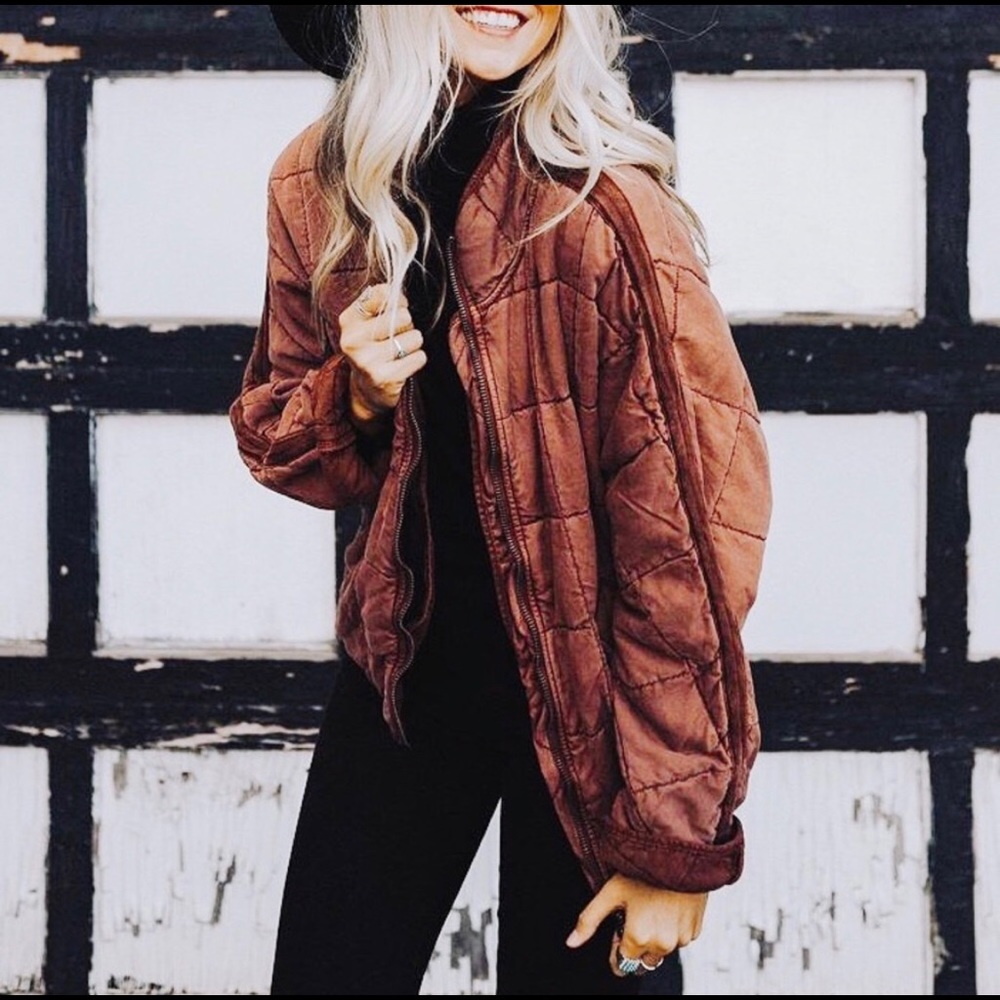 NWOT FP Dolman Quilted Jacket in Terracotta Spice